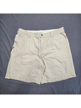 Columbia Mens 38 10 inch Canvas Shorts Khaki Cotton Blend Outdoor Durable